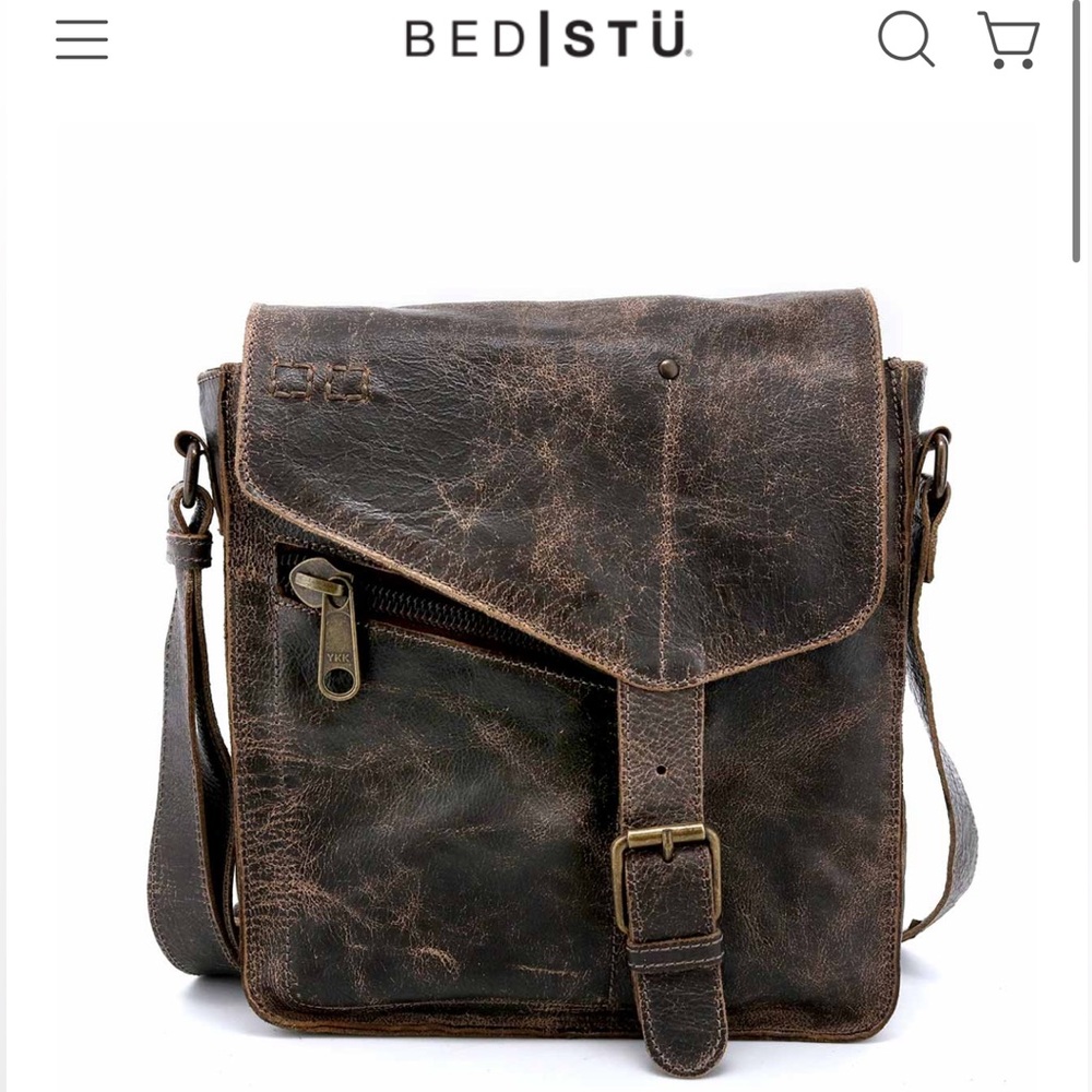 Bed Stu Distressed Brown Leather Crossbody Bag
